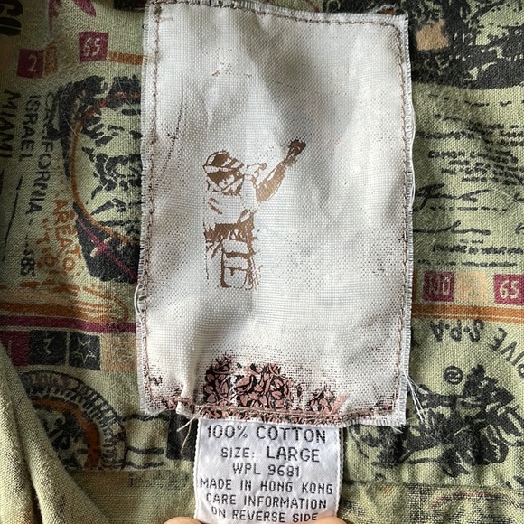 RARE Vintage Shirt NORTH MARINE DRIVE 45R 45rpm Novelty Print Army Size Large - Picture 6 of 7